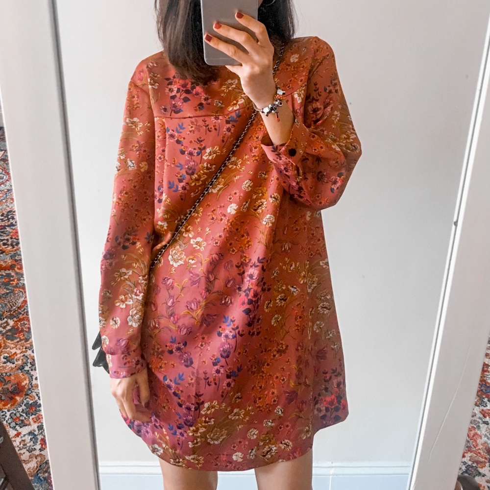 Zara Pink flowers dress 13-14 yrs-girl xxs-women